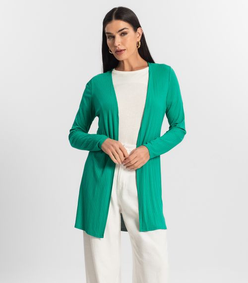 Cardigan Feminino Ribana Canelada Endless Verde