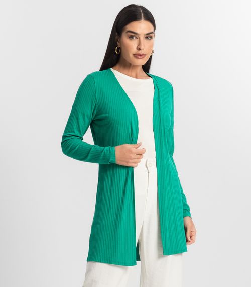 Cardigan Feminino Ribana Canelada Endless Verde