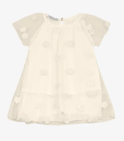 Vestido Infantil Com Babados Trick Nick Bege