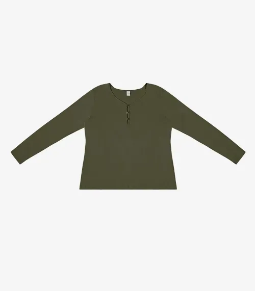 Blusa Feminina Com Botões Manga Longa Rovitex Verde