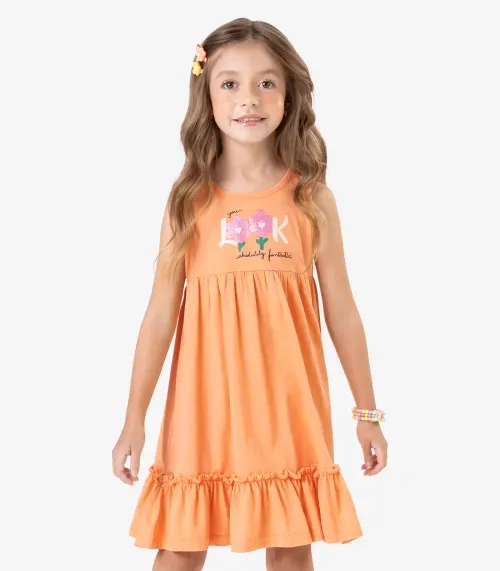 Vestido Feminino Meia Malha Rovi Kids Laranja