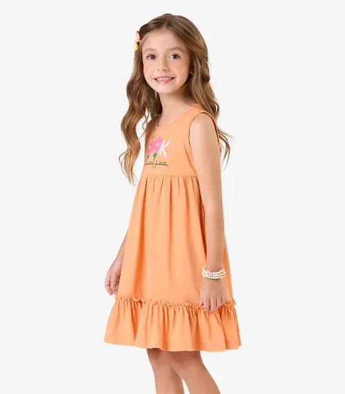 Vestido Feminino Meia Malha Rovi Kids Laranja
