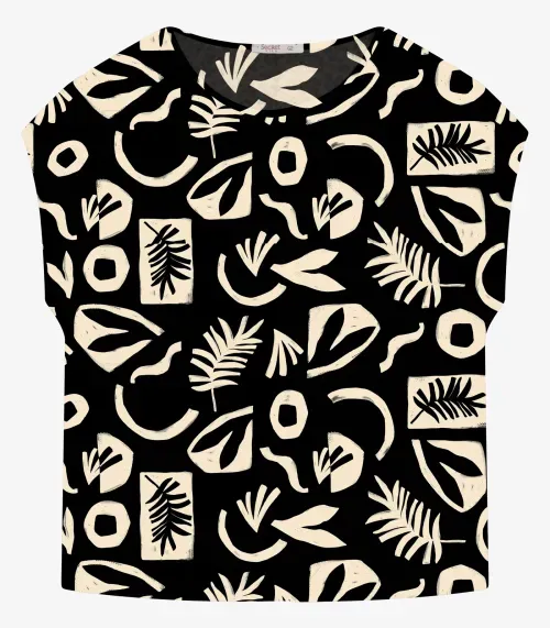 Blusa Manga Curta Plus Size Secret Glam Preto