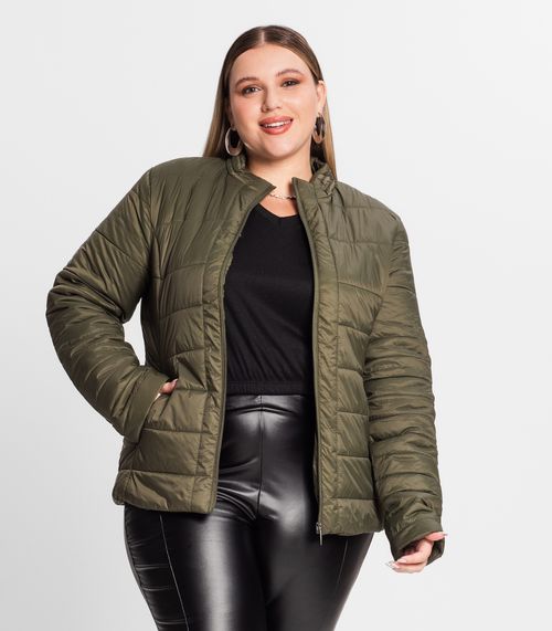 Jaqueta Microfibra Feminina Plus Size Secret Glam Verde