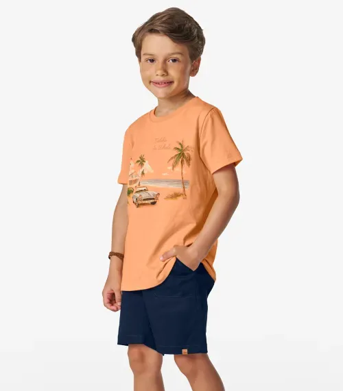 Camiseta Menino em Meia Malha Trick Nick Laranja