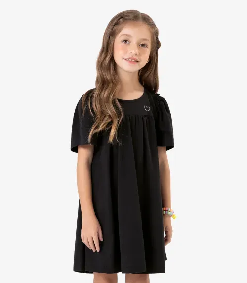 Vestido em Meia Malha Rovi Kids Preto