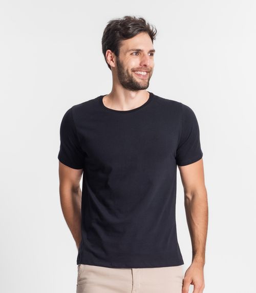 Camiseta Masculina Básica Meia Malha Diametro Preto