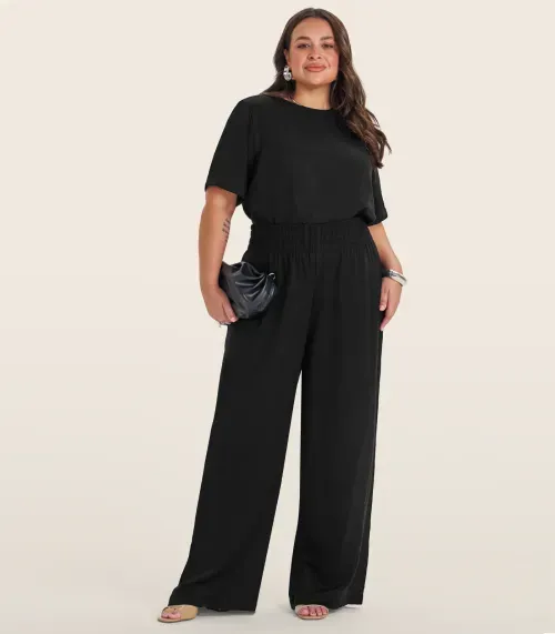 Blusa Manga Curta Feminina Plus Size Secret Glam Preto