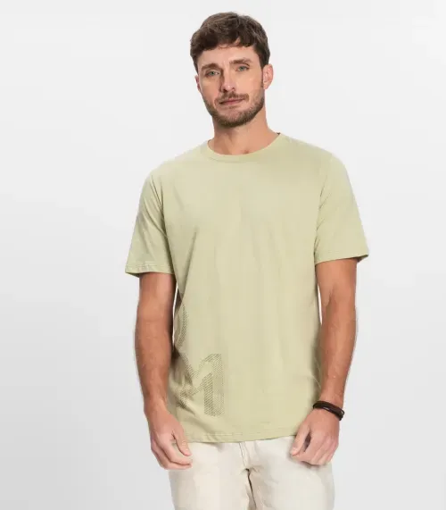 Camiseta Masculina Manga Curta Meia Malha Diametro Verde