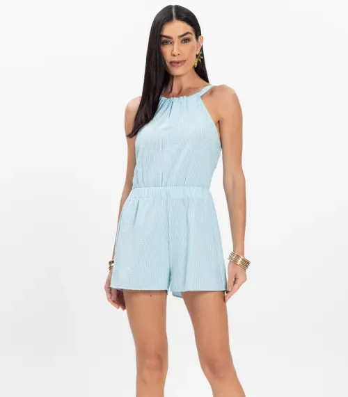 Macaquinho Curto Feminino De Alcinha Aishty Azul