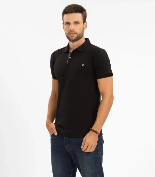 Polo Masculina Básica Diametro Preto