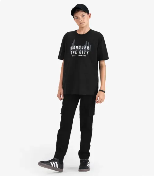 Camiseta Juvenil Masculina em Meia Malha Minty Preto