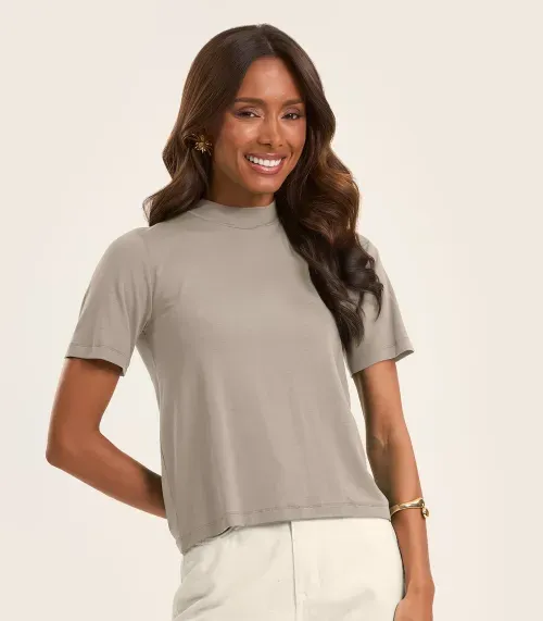 Blusa Feminina Básica em Malha Visco Rovitex Bege