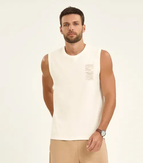 Regata Masculina Meia Malha Diametro Bege