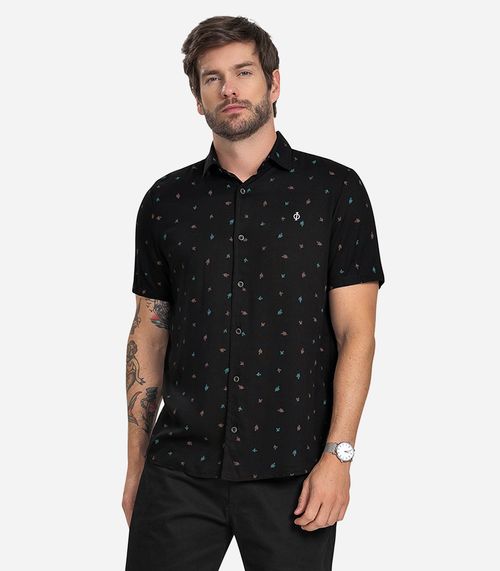 Camisa Masculina Viscose Diamentro Preto