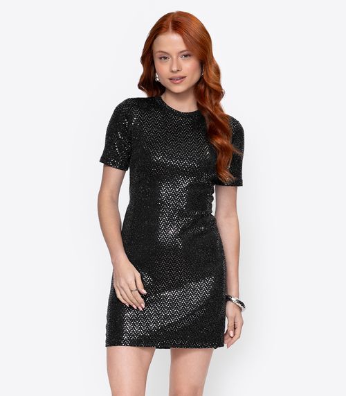 Vestido Lantejoula Feminino Minty Preto