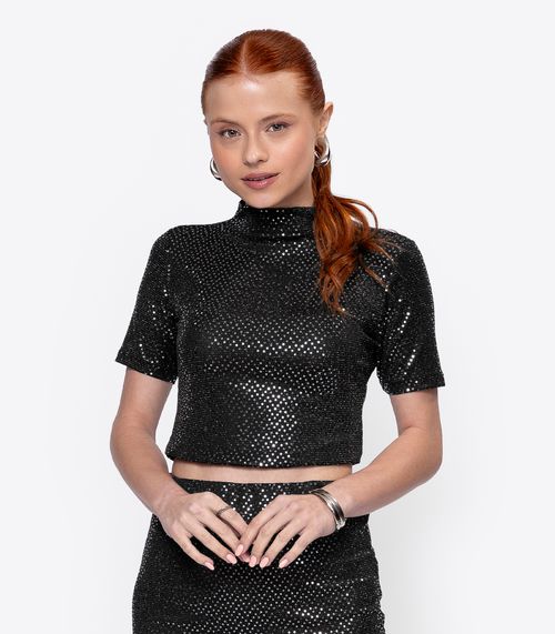 Blusa Lantejoula Feminina Minty Preto