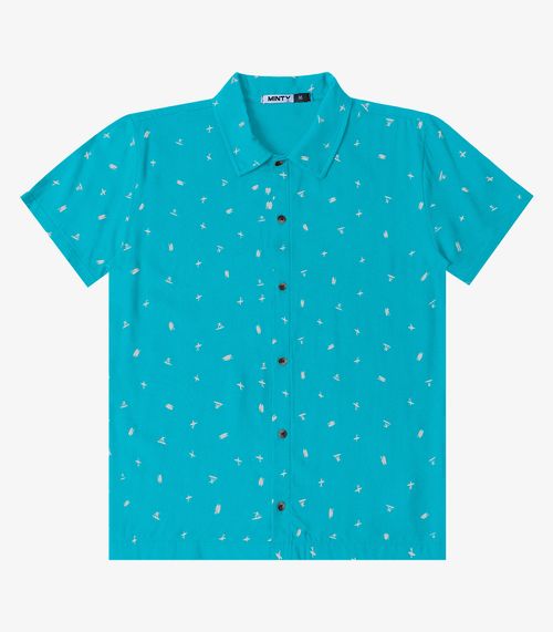 Camisa Juvenil Em Viscose Masculina Minty Azul