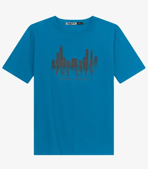 Camiseta Juvenil Masculina em Meia Malha Minty Azul