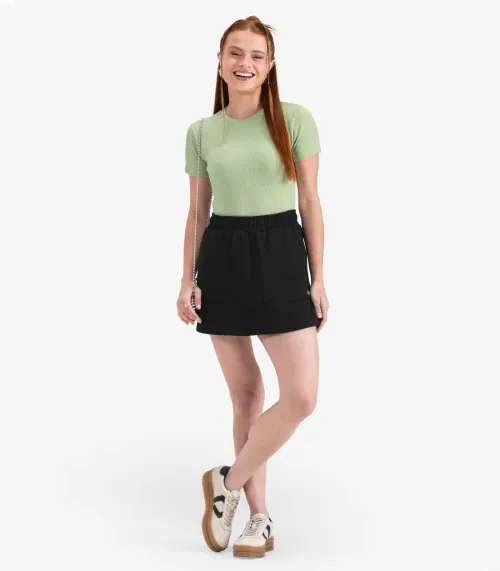 Blusa Juvenil Feminina em Malha Anarruga Minty Verde
