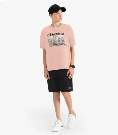Camiseta Juvenil Masculina em Meia Malha Minty Rosa