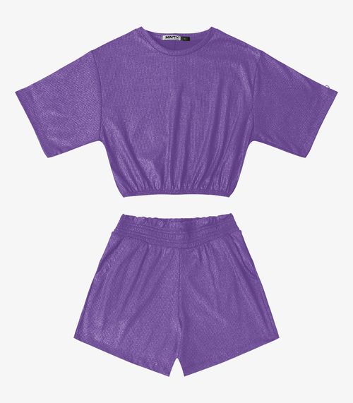 Conjunto Blusa Com Shorts Feminino Minty Roxo