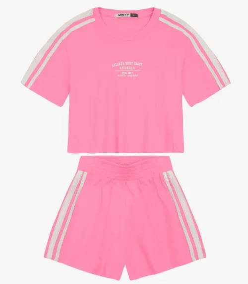 Conjunto Juvenil Blusa Com Shorts Moletinho Minty Rosa