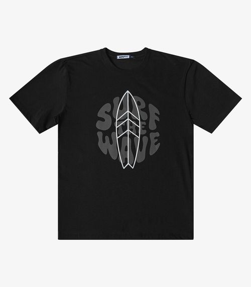 Camiseta Juvenil Estampa Surf Masculina Minty Preto