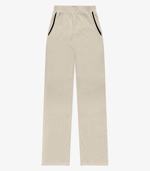 Calça Wide Leg Moletinho Feminina Minty Bege