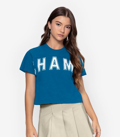 Camiseta Meia Malha Feminina Minty Azul
