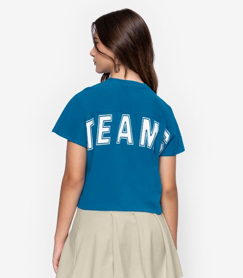Camiseta Meia Malha Feminina Minty Azul