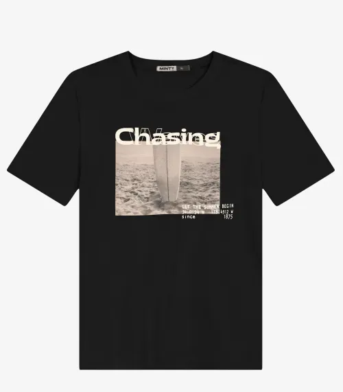 Camiseta Juvenil Masculina em Meia Malha Minty Preto