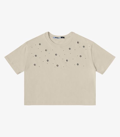 T- Shirt Meia Malha Feminina Minty Bege