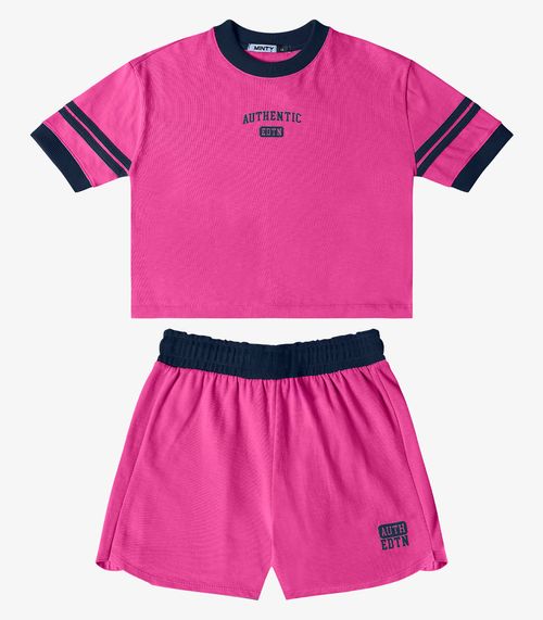 Conjunto Blusa Com Shorts Malhão Feminino Minty Rosa