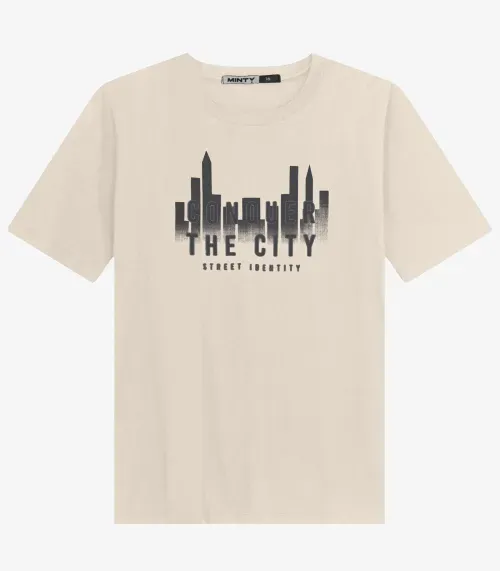 Camiseta Juvenil Masculina em Meia Malha Minty Bege