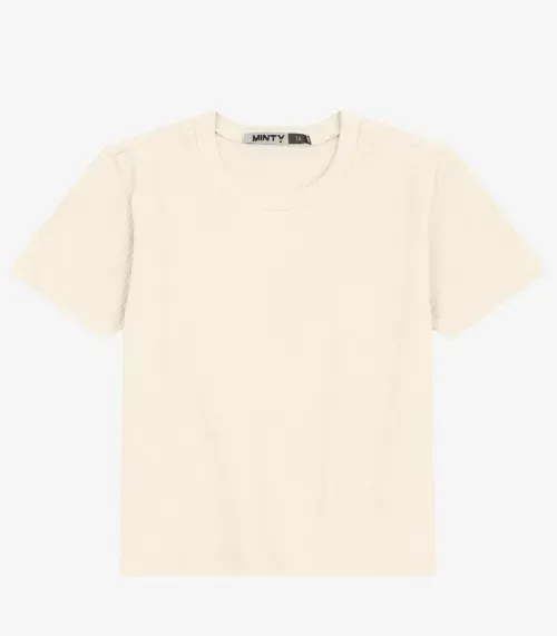 Blusa Juvenil Feminina em Malha Anarruga Minty Bege