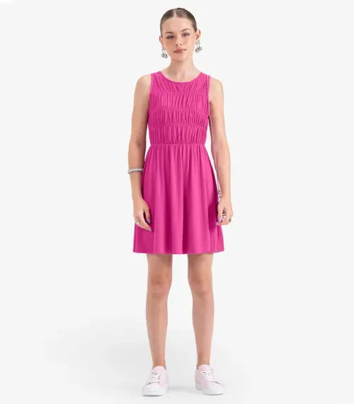 Vestido Juvenil Curto em Viscose Maquinetada Minty Rosa