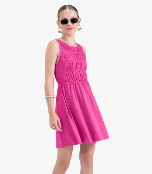 Vestido Juvenil Curto em Viscose Maquinetada Minty Rosa