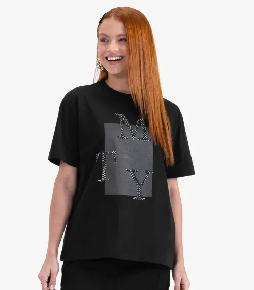 Camiseta T-Shirt Manga Curta em Meia Malha Minty Preto
