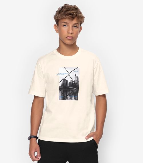 Camiseta Juvenil Meia Malha Masculina Minty Bege