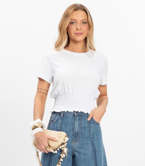 Blusa Feminina Com Lastex Dianna Branco