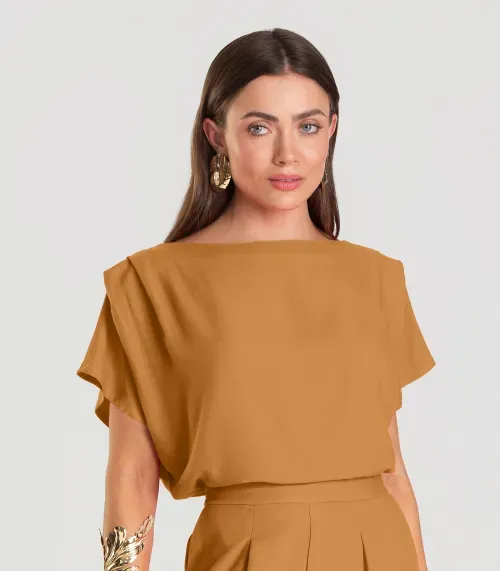 Blusa Feminina Decote Canoa Dianna Marrom