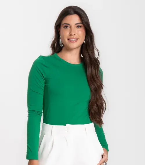 Blusa Manga Longa Básica Select Verde