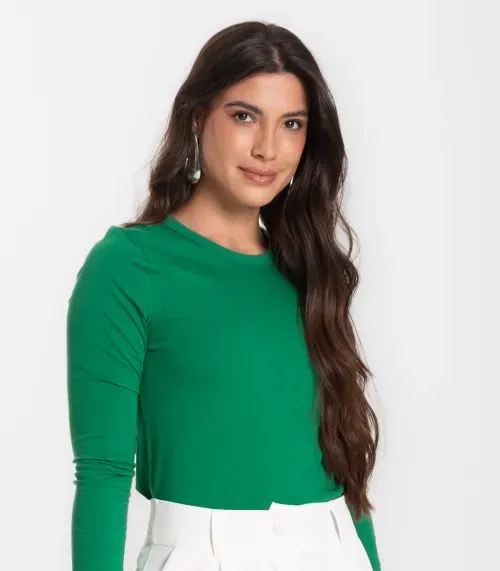 Blusa Manga Longa Básica Select Verde