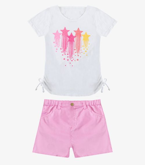 Conjunto Infantil Blusa Com Shorts Rovi Kids Rosa