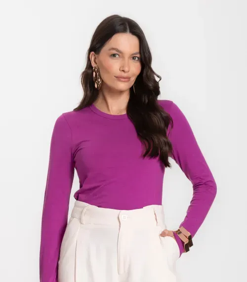 Blusa Manga Longa Básica Select Roxo
