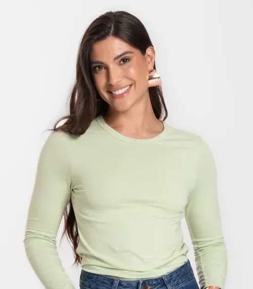 Blusa Manga Longa Básica Select Verde