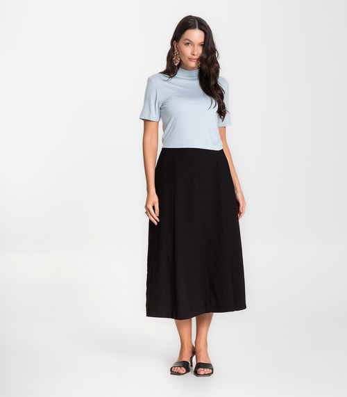 Saia Midi Feminina Evase Marrante Renaluci Preto