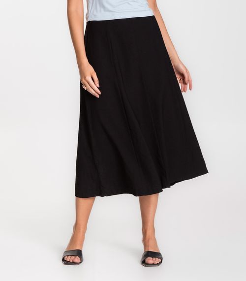 Saia Midi Feminina Evase Marrante Renaluci Preto
