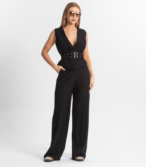 Conjunto Feminino Calça E Colete Veshine Preto